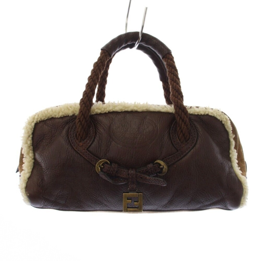 Fendi Shearling Handbag Zucca Brown OH